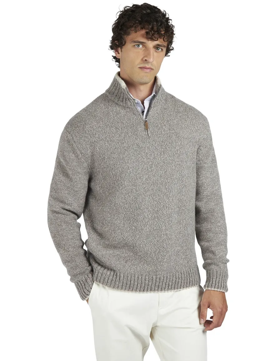 Paul & Shark half zip trui grijs gemêleerd