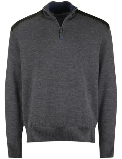 Paul & Shark Paul & Shark trui antraciet half zip lamswol