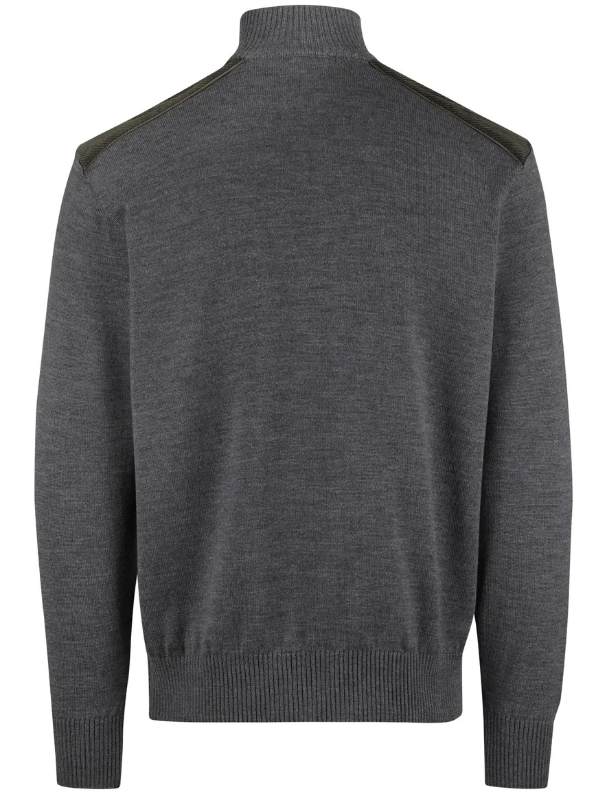 Paul & Shark trui antraciet half zip lamswol
