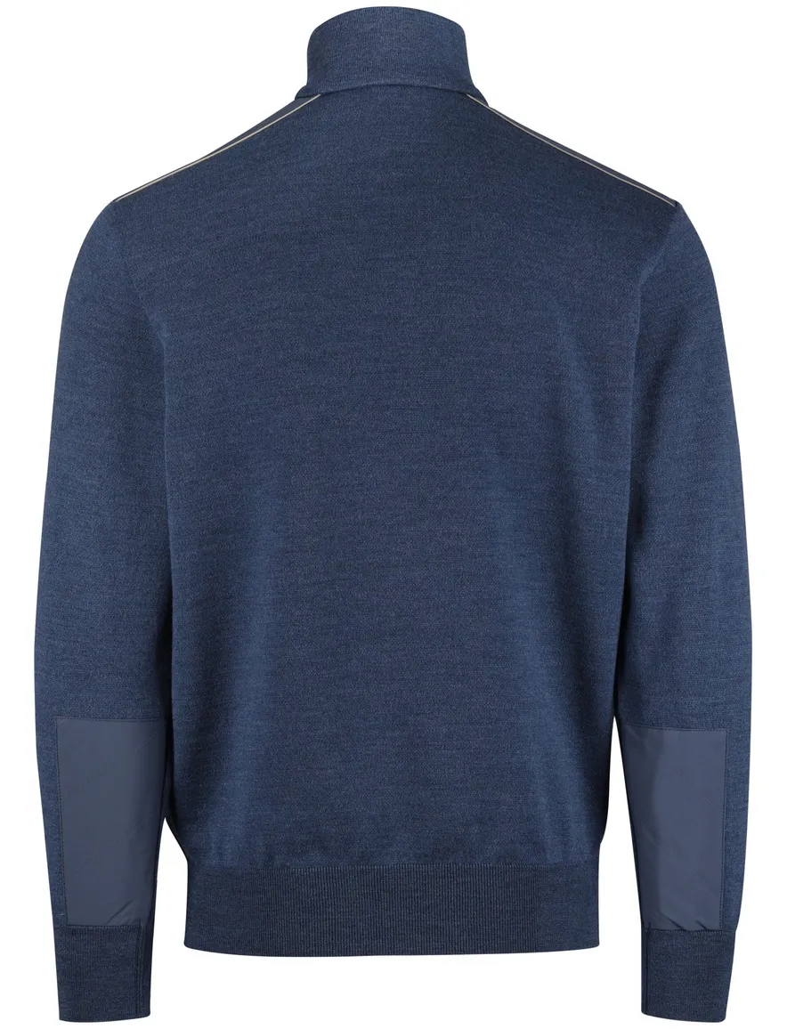 Paul & Shark trui half zip blauw lamswol