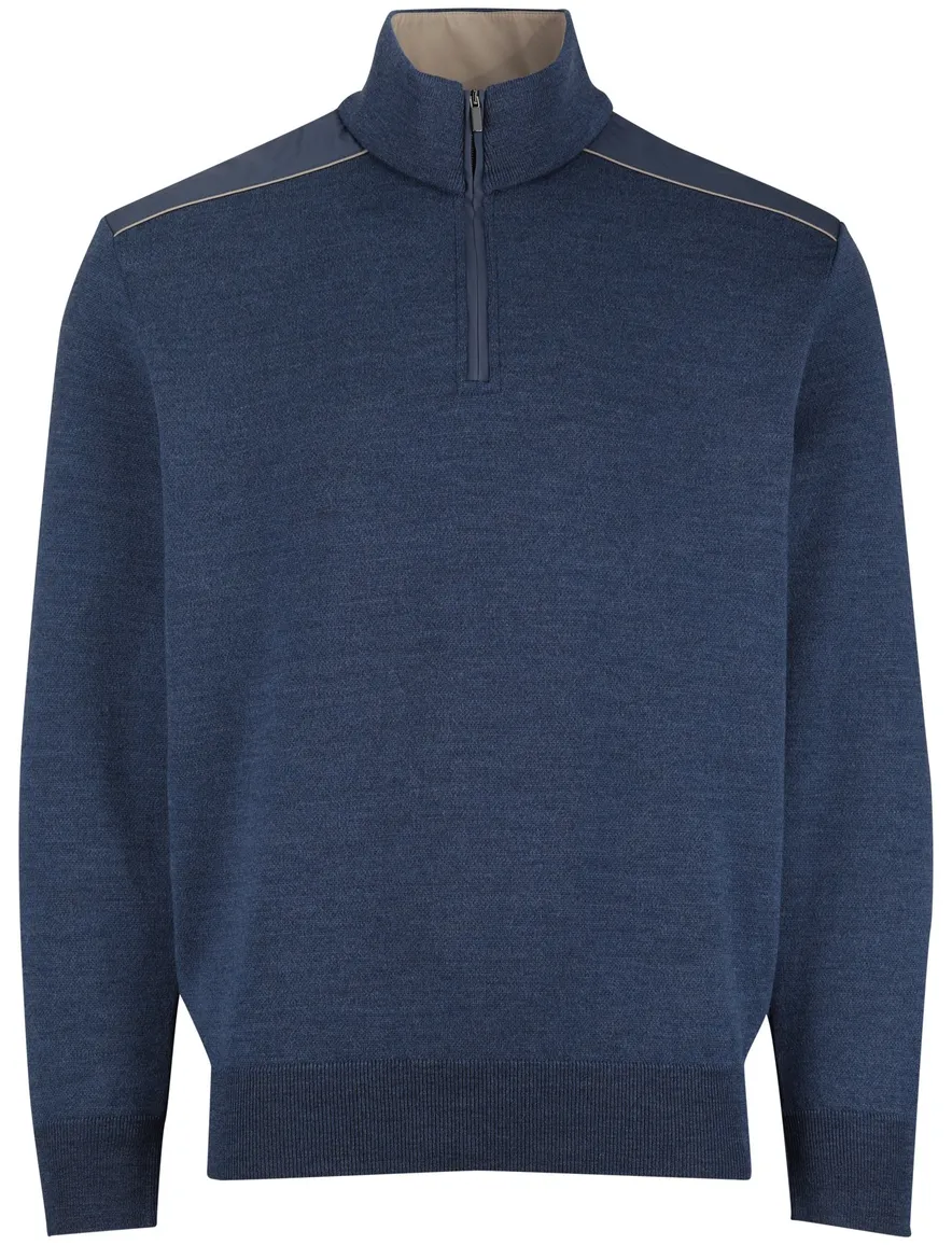 Paul & Shark trui half zip blauw lamswol
