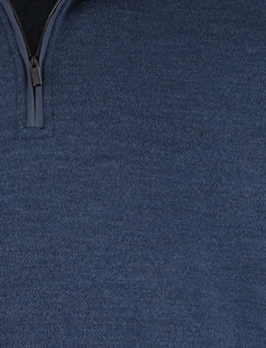 Paul & Shark trui half zip blauw lamswol