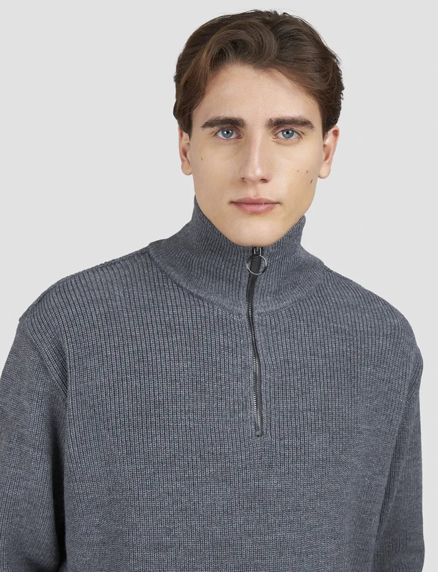 Paul & Shark Trui Grijs Half Zip wol