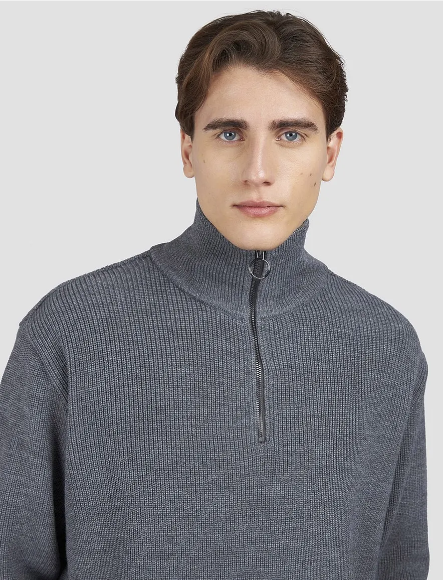 Paul & Shark Trui Grijs Half Zip wol