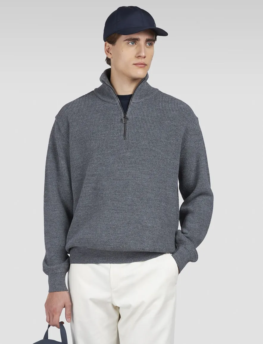 Paul & Shark Trui Grijs Half Zip wol