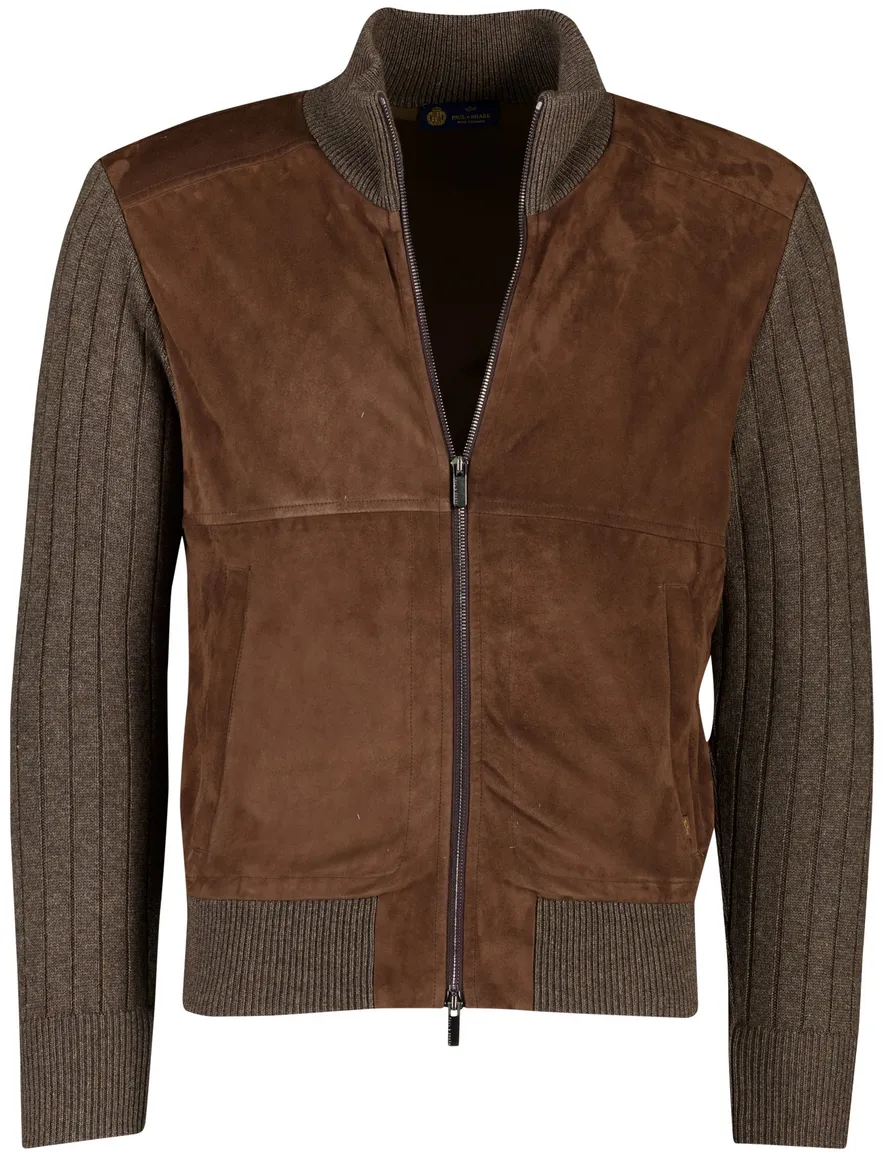 Paul & Shark vest bruin waterdicht scheerwol
