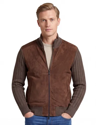 Paul & Shark Paul & Shark vest bruin scheerwol