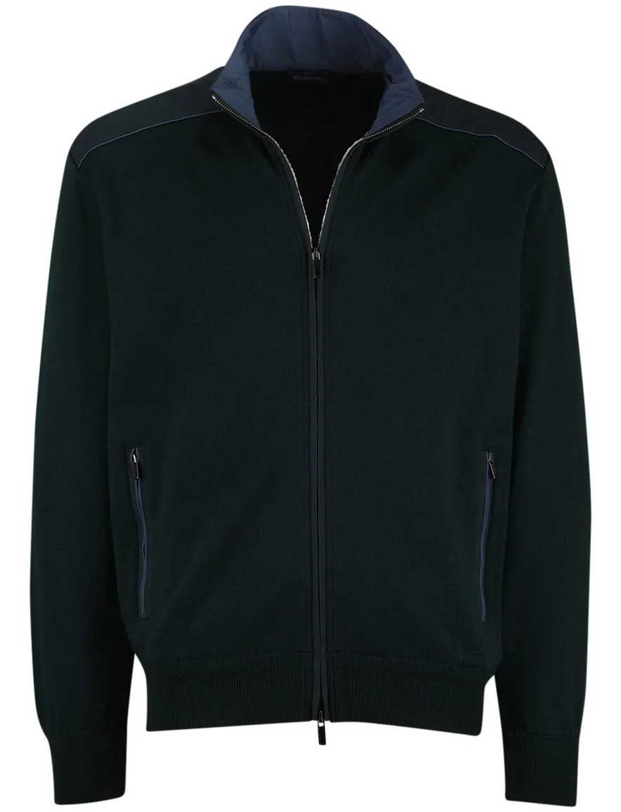 Paul & Shark groen vest lamswol rits wijde fit