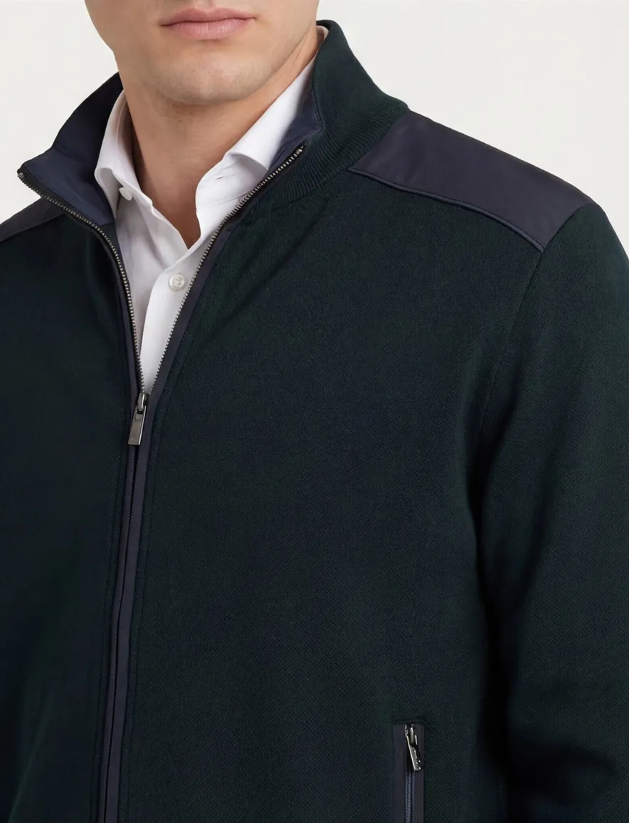 Paul & Shark groen vest lamswol rits wijde fit