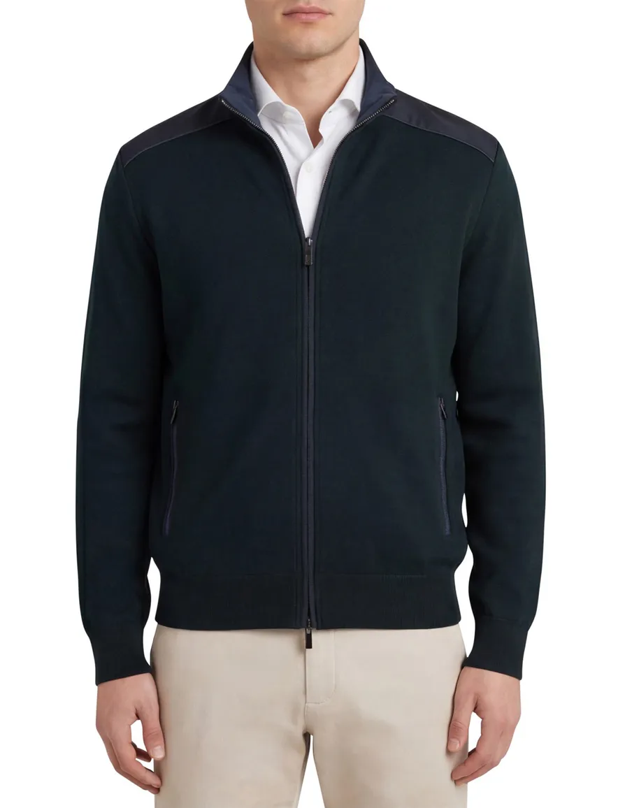 Paul & Shark groen vest lamswol rits wijde fit