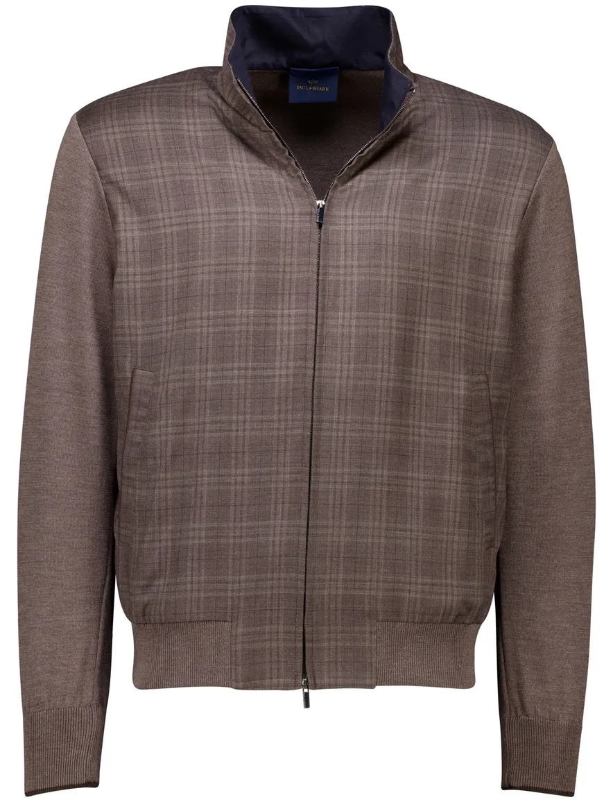 Paul & Shark vest bruin geruit wijde fit