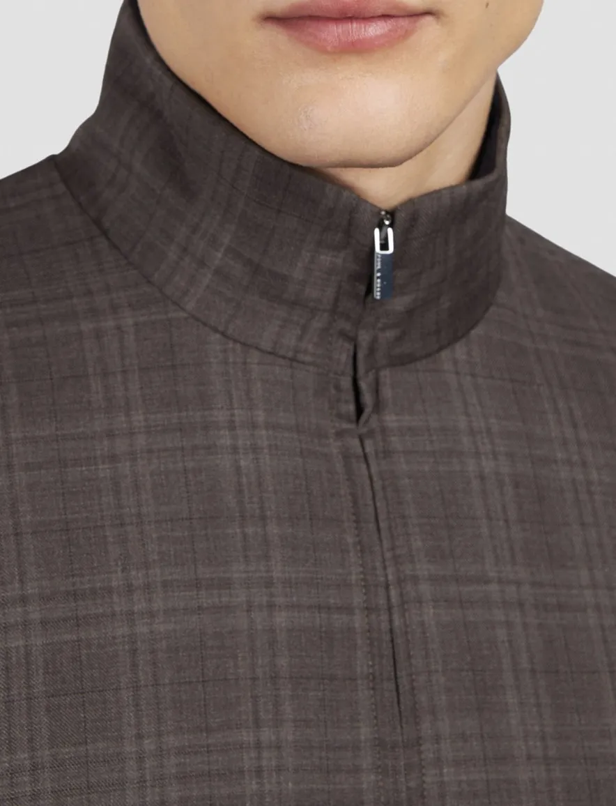 Paul & Shark vest bruin geruit wijde fit