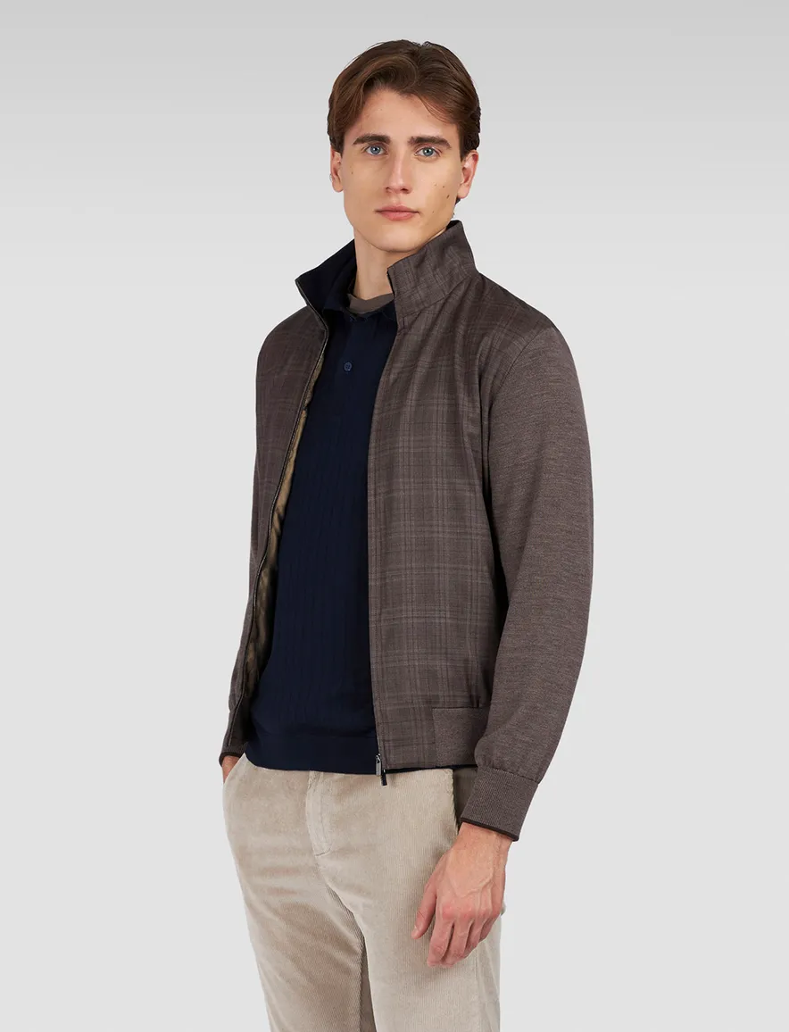 Paul & Shark vest bruin geruit wijde fit