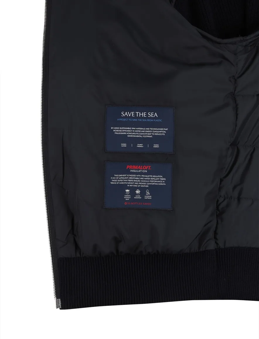 Paul & Shark jas effen donkerblauw effen gebreid lamswol