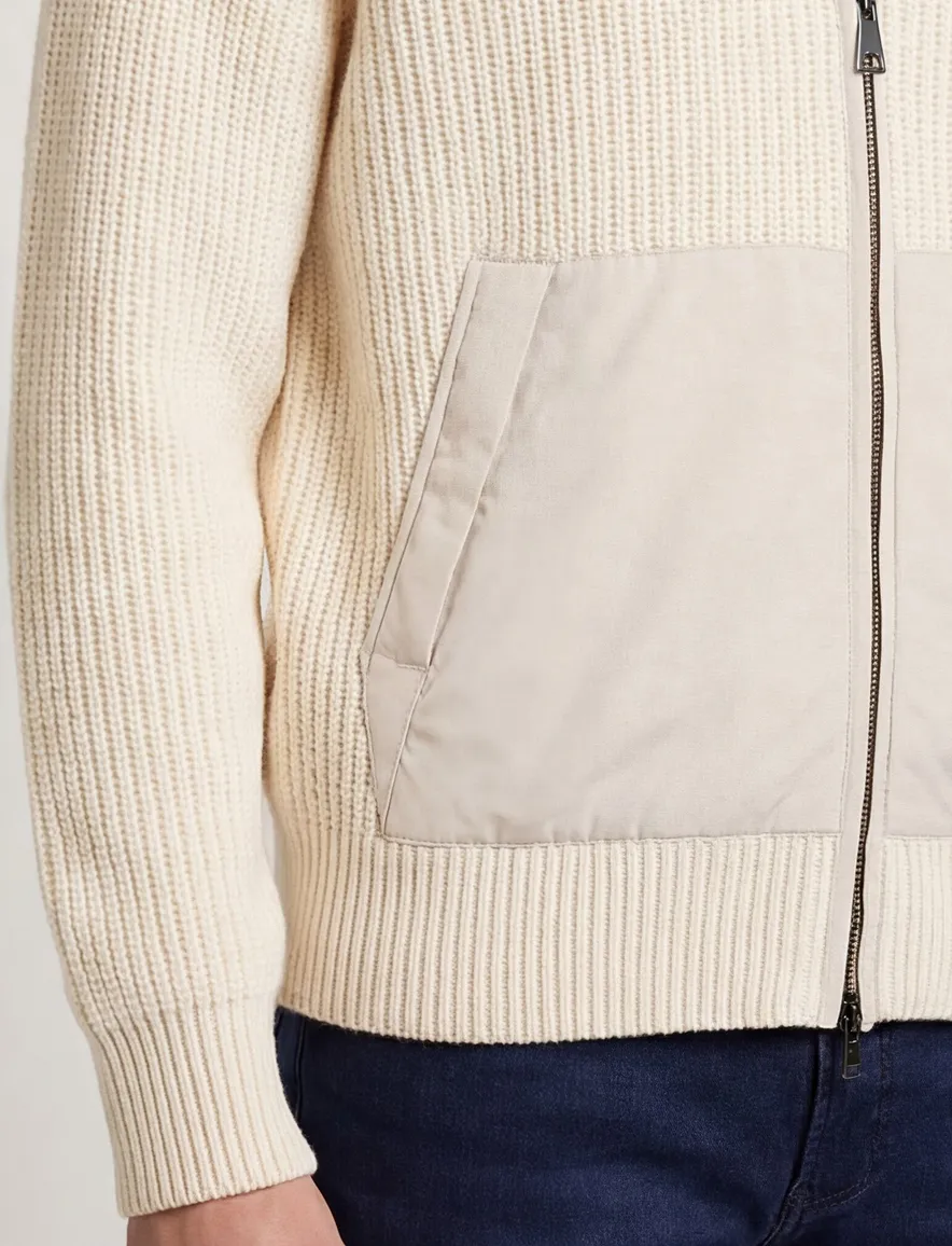 Paul & Shark vest beige effen lamswol wijde fit rib