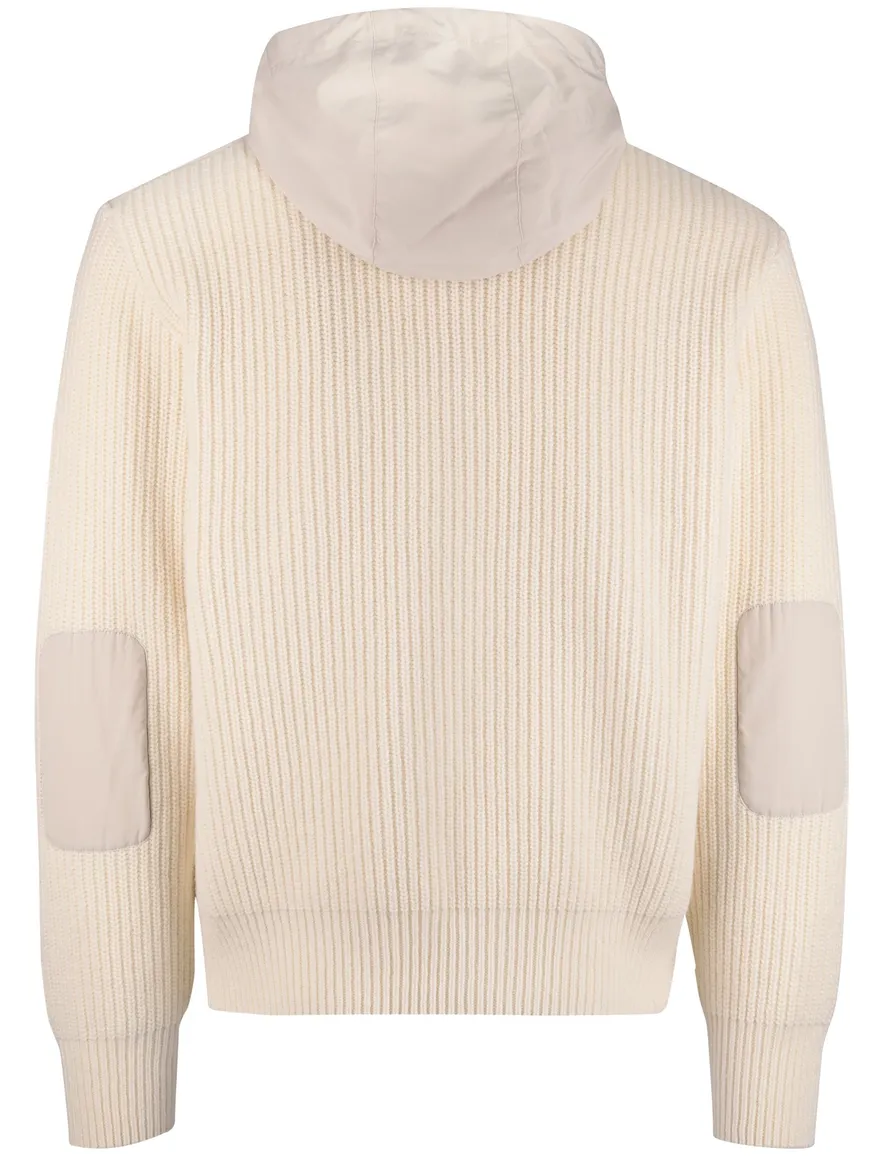 Paul & Shark vest beige effen lamswol wijde fit rib