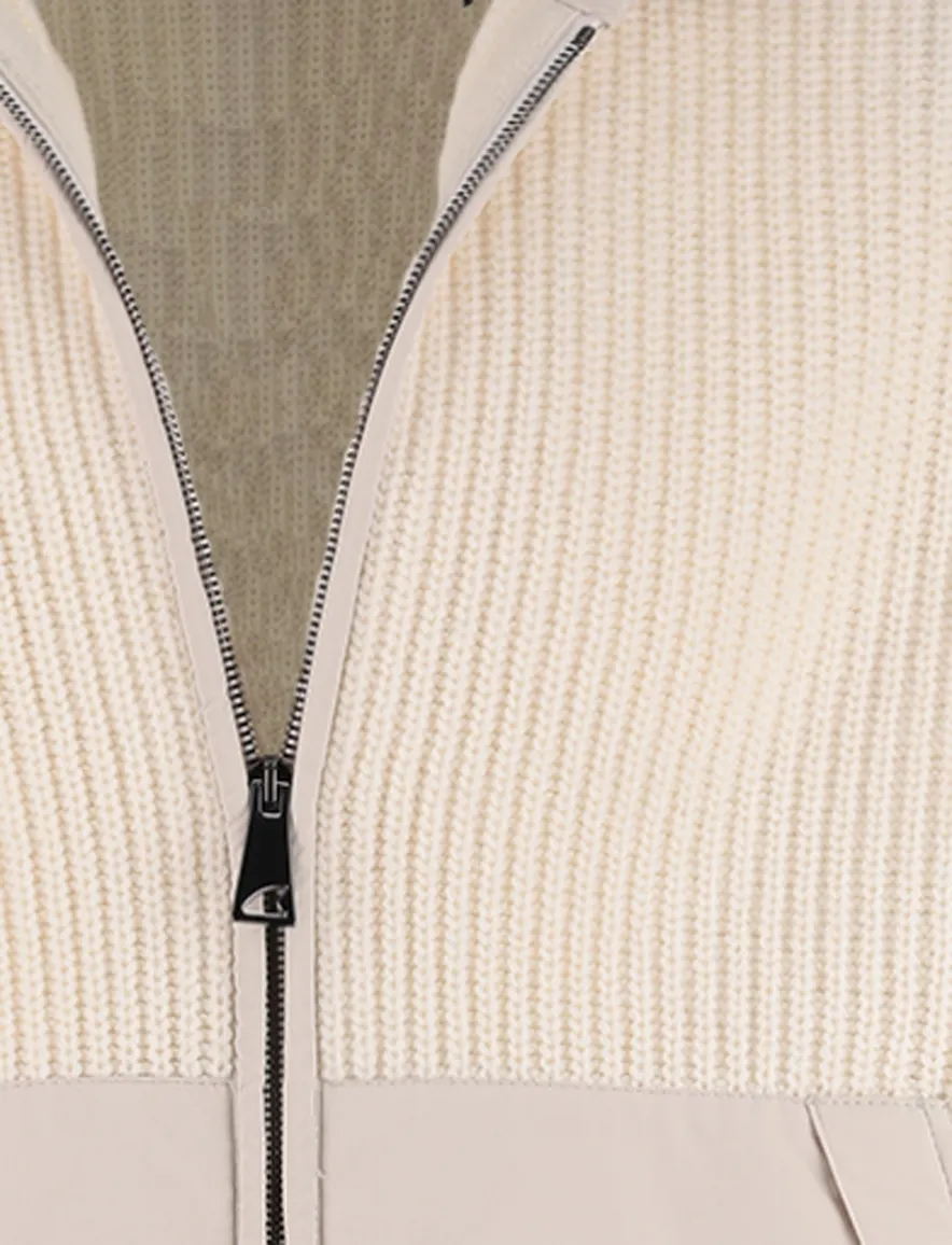 Paul & Shark vest beige effen lamswol wijde fit rib