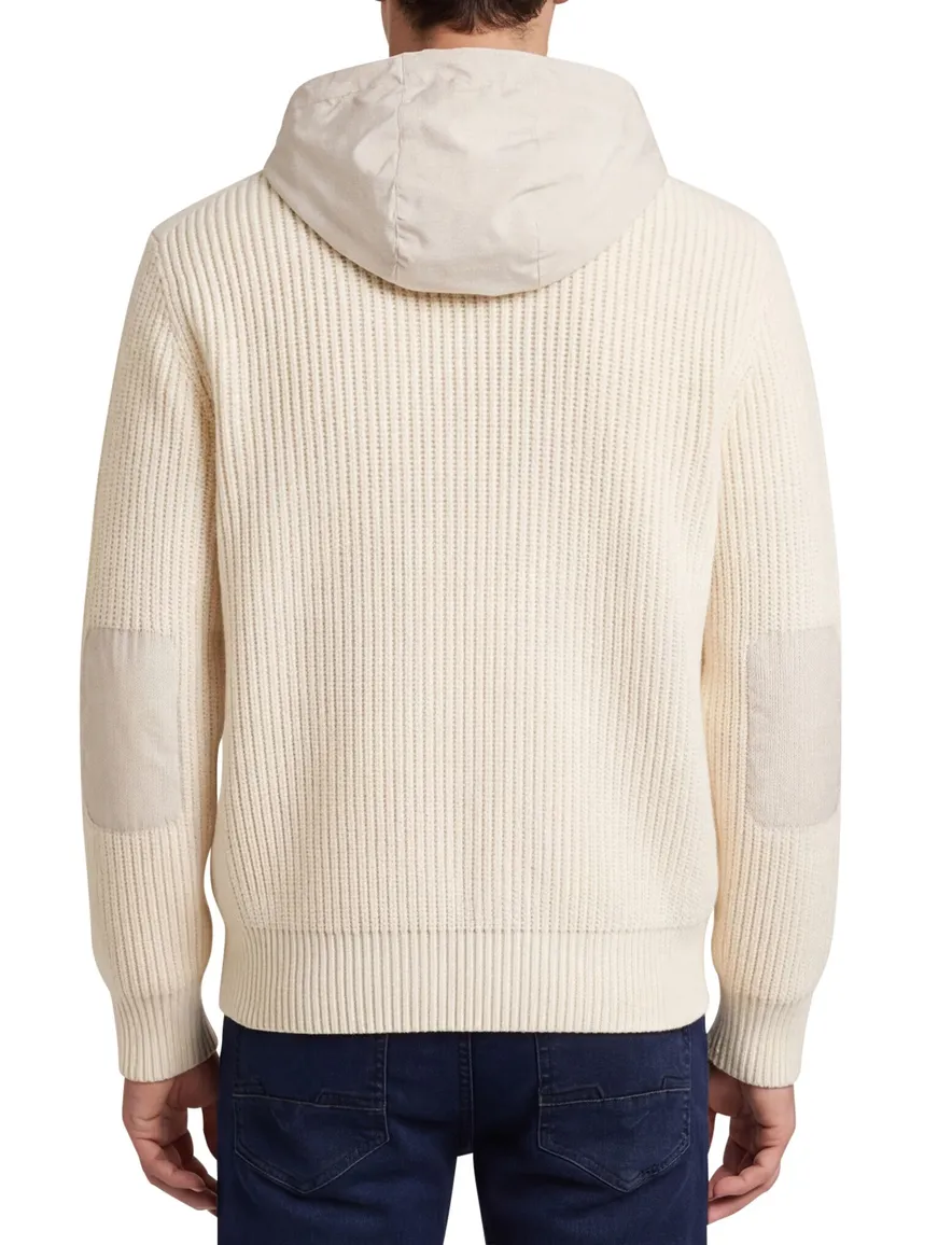 Paul & Shark vest beige effen lamswol wijde fit rib