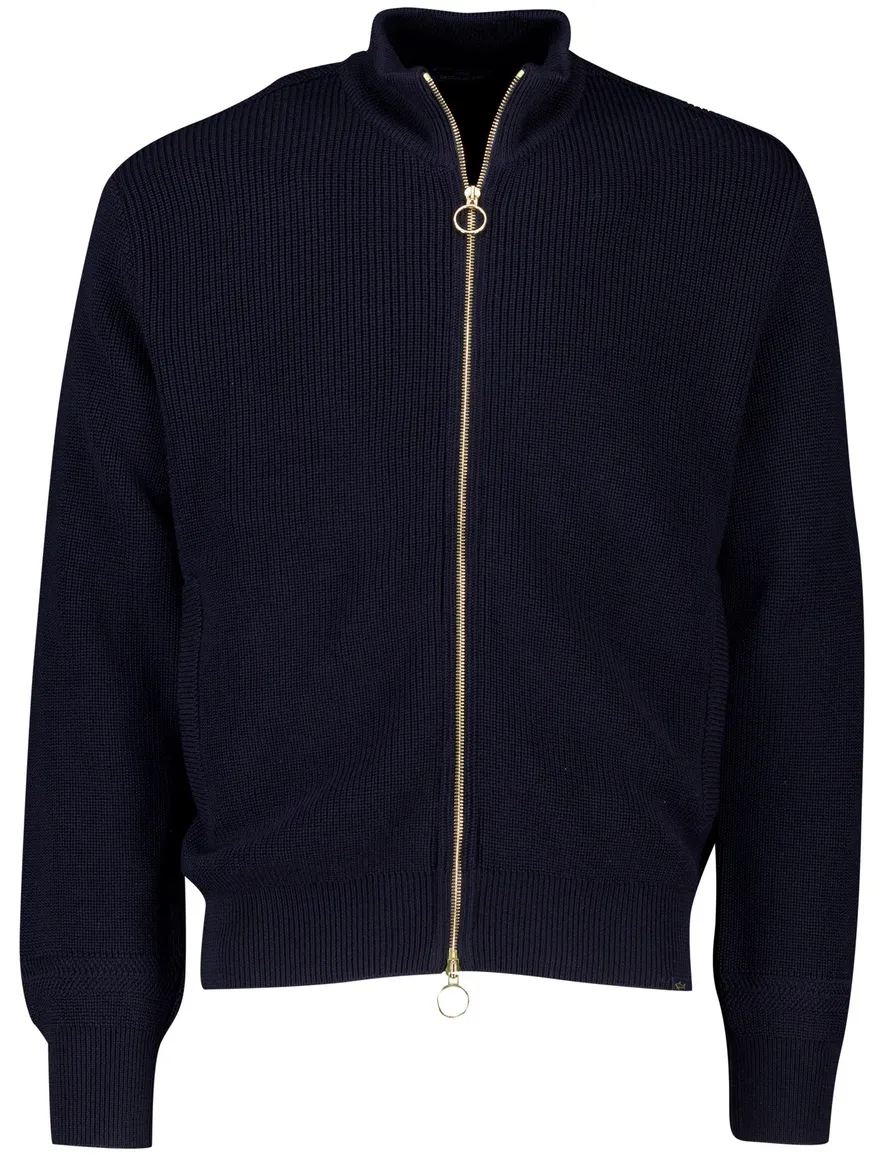 Paul & Shark vest rits donkerblauw gebreid