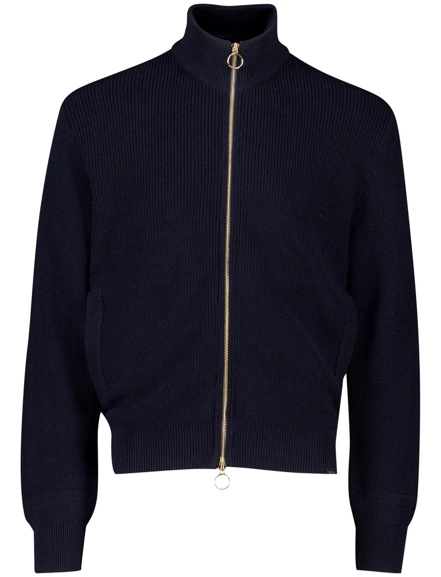Paul & Shark vest rits donkerblauw gebreid