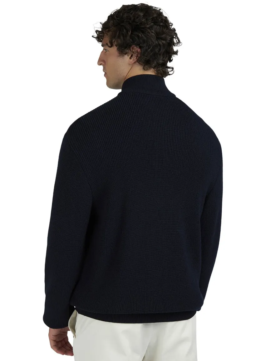 Paul & Shark vest rits donkerblauw gebreid