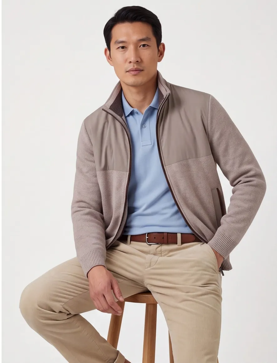 Paul & Shark vest beige wol kasjmier effen