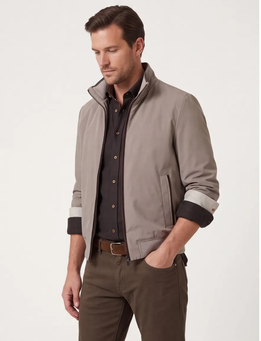 Paul & Shark tussenjas khaki effen