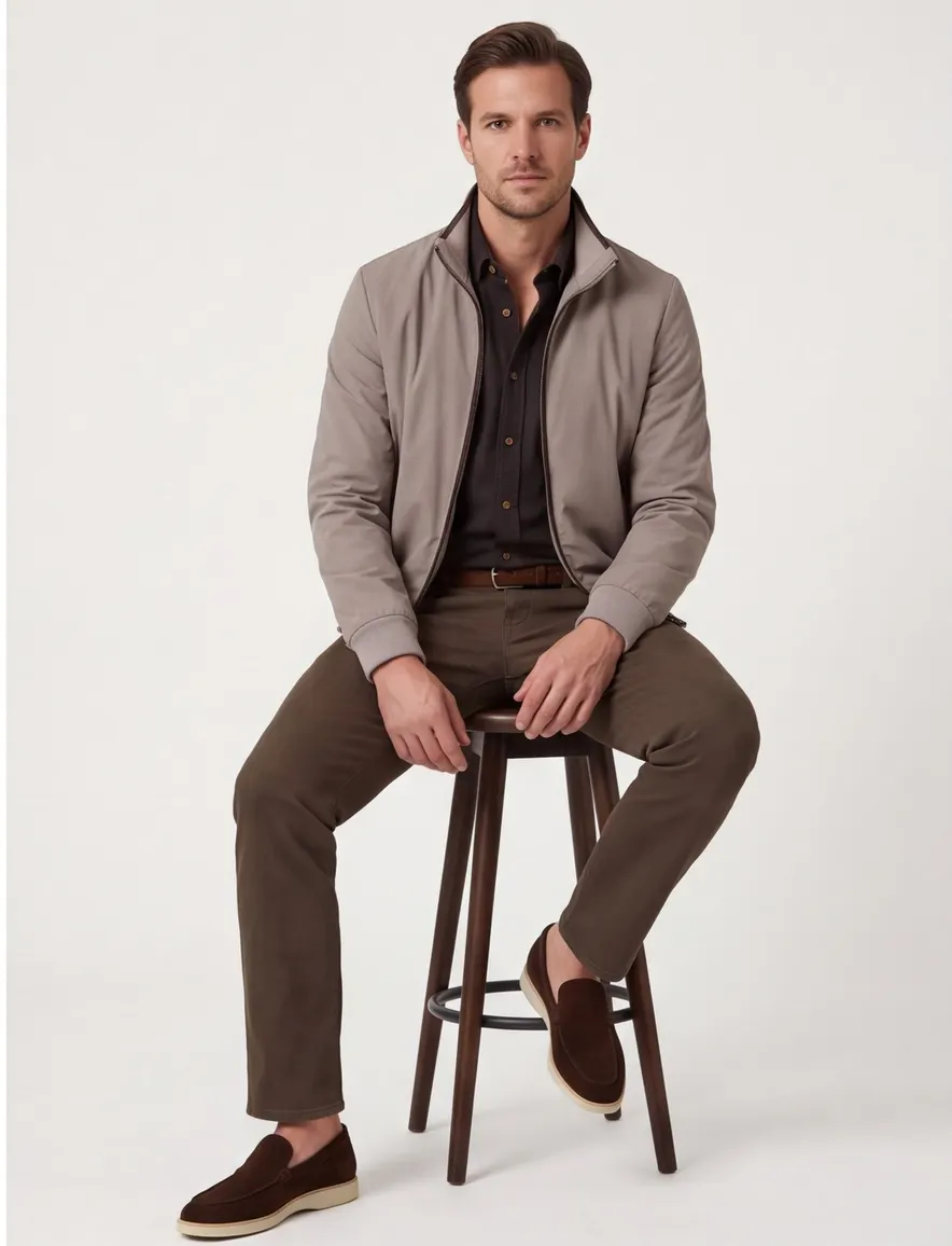 Paul & Shark tussenjas khaki effen
