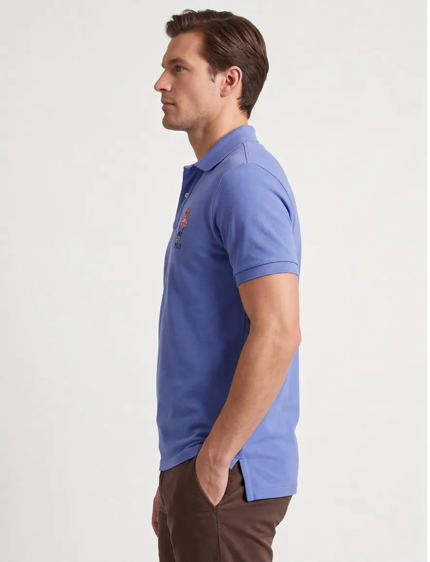 Polo Ralph Lauren polo blauw effen katoen bear