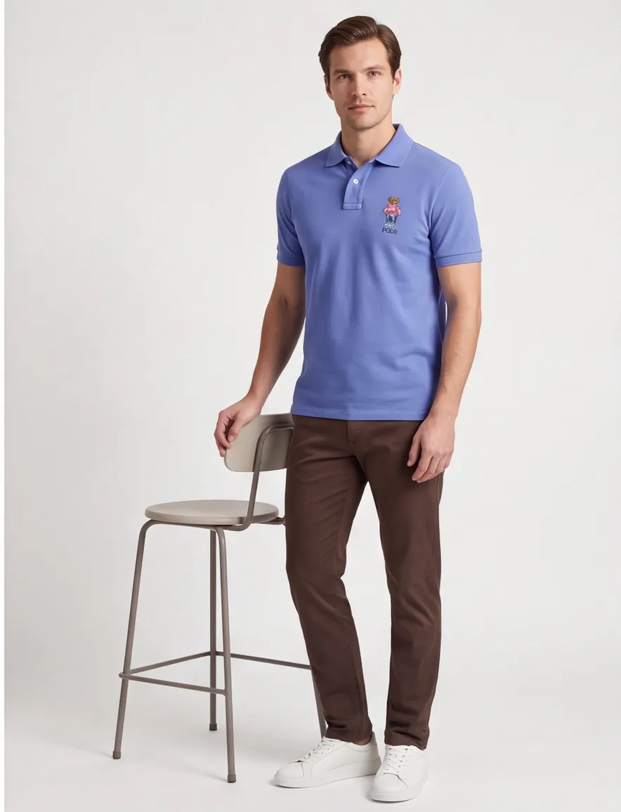 Polo Ralph Lauren polo blauw effen katoen bear
