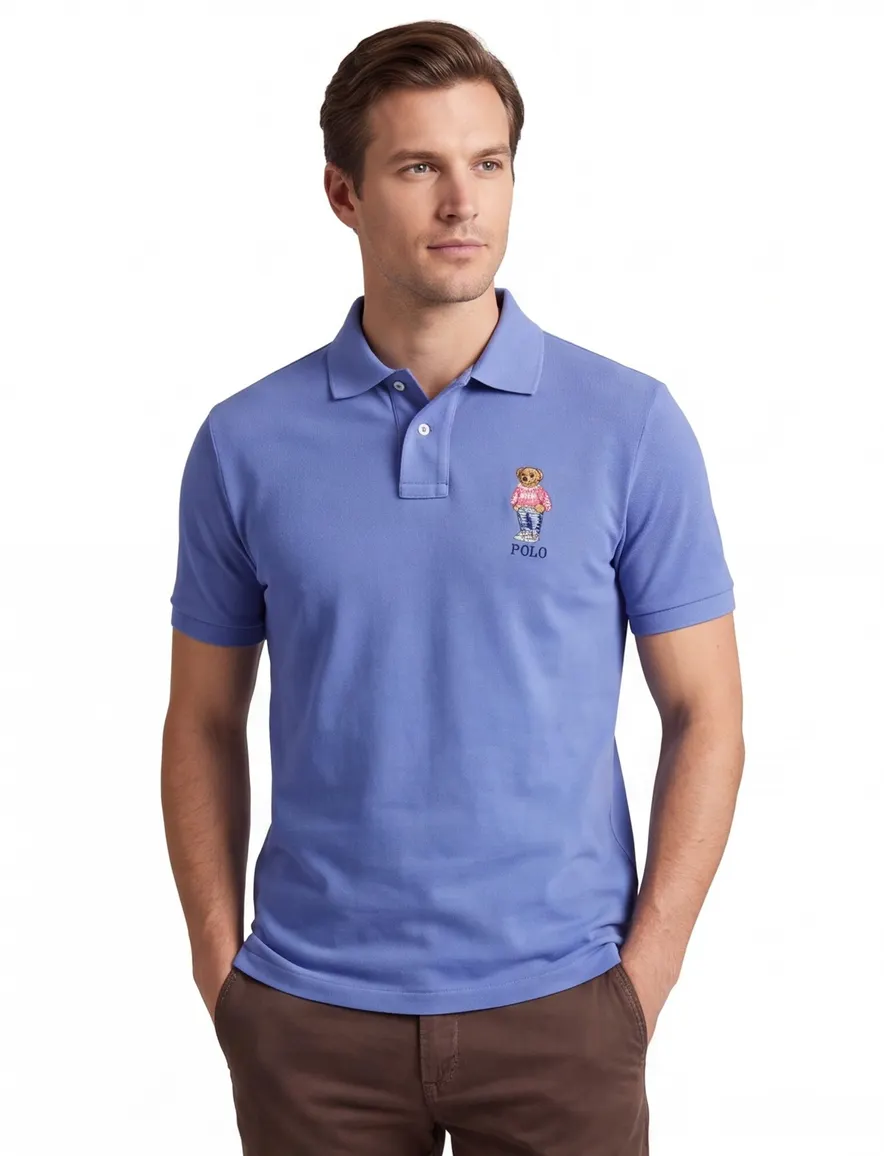 Polo Ralph Lauren polo blauw effen katoen bear