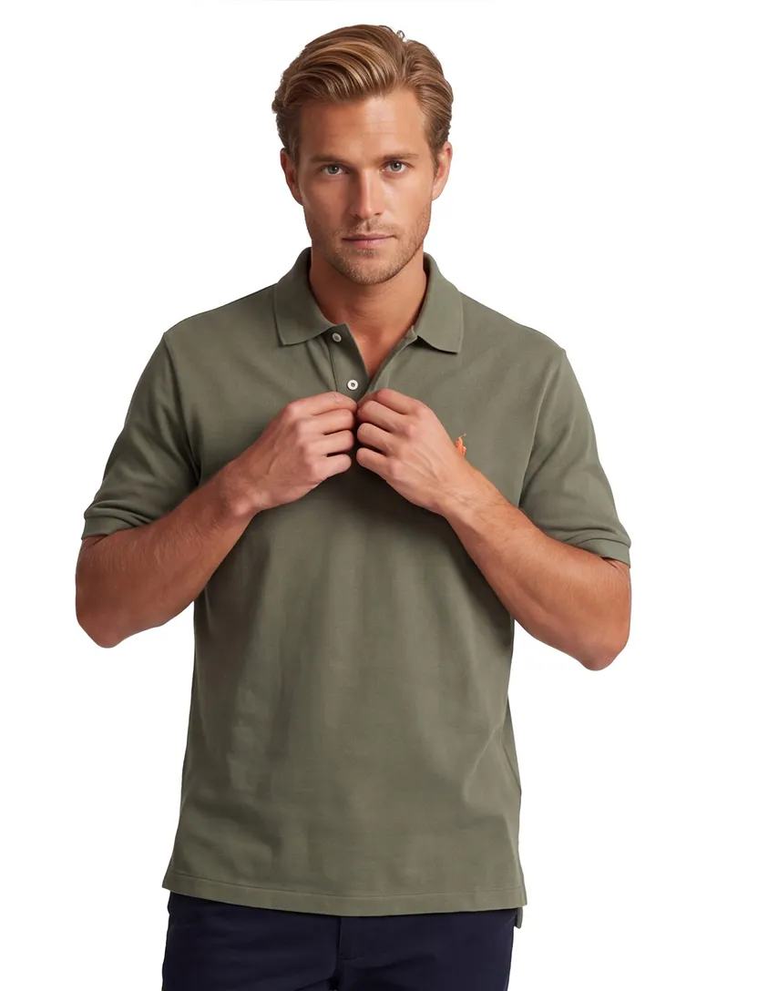 Poloshirt Polo Ralph Lauren olijfgroen v-hals
