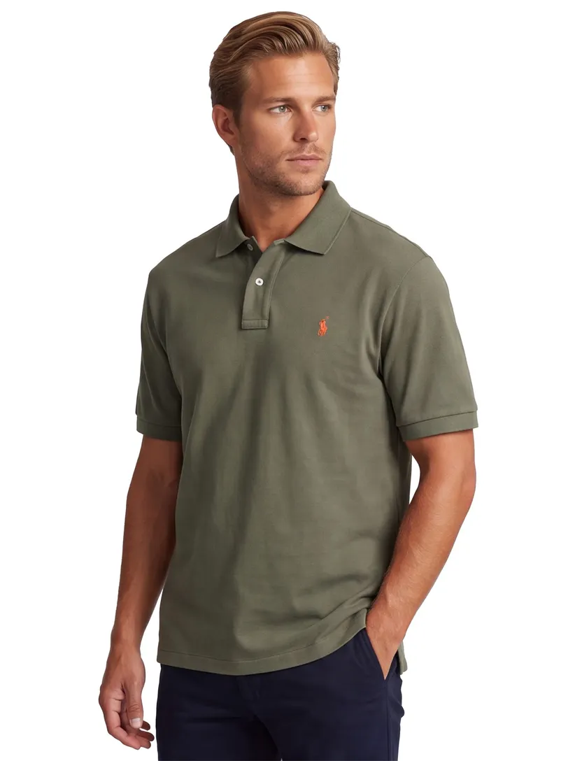 Poloshirt Polo Ralph Lauren olijfgroen v-hals