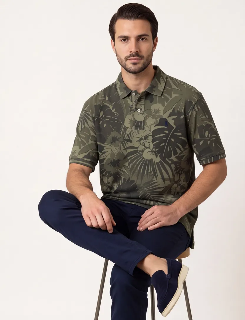 Poloshirt Polo Ralph Lauren groen geprint v-hals
