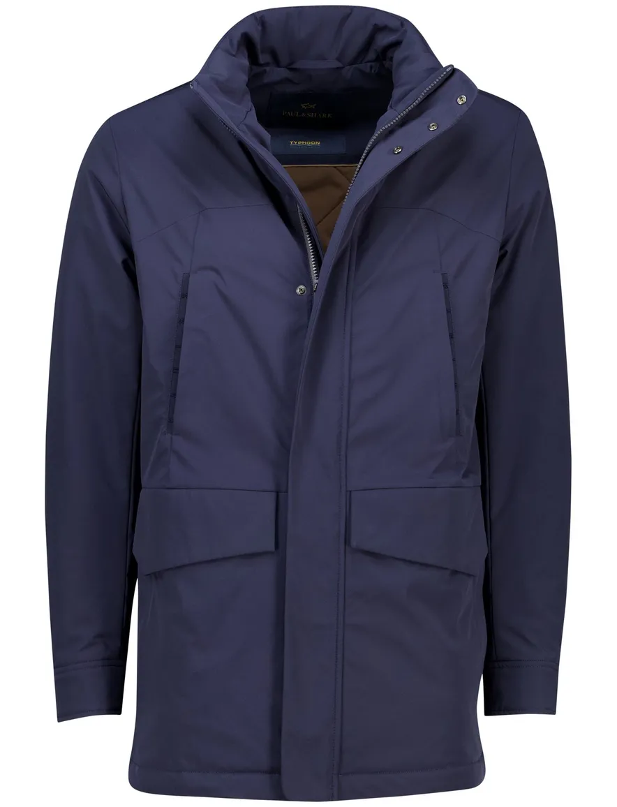 Paul & Shark winterjas donkerblauw effen waterdicht wijde fit