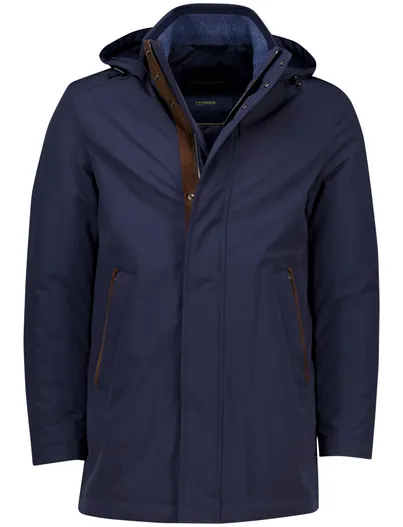 Paul & Shark Paul & Shark winterjas donkerblauw effen capuchon wijde fit