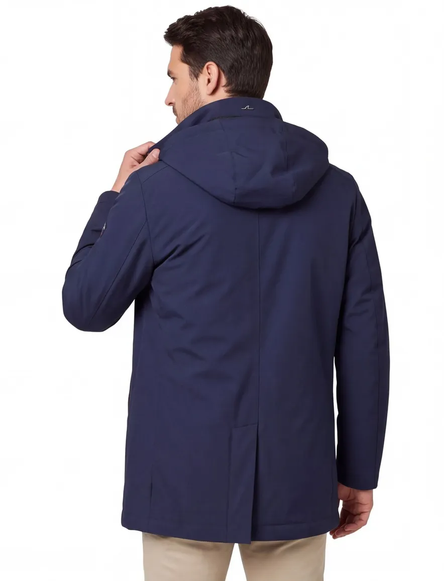 Paul & Shark winterjas donkerblauw effen capuchon wijde fit