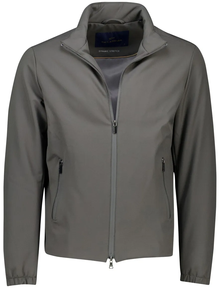 Paul & Shark softshell jas donkergrijs effen wijde fit