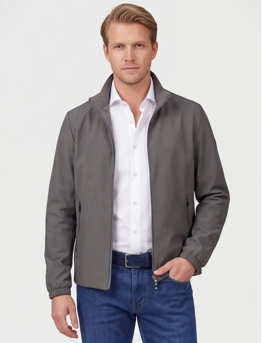 Paul & Shark softshell jas donkergrijs effen wijde fit