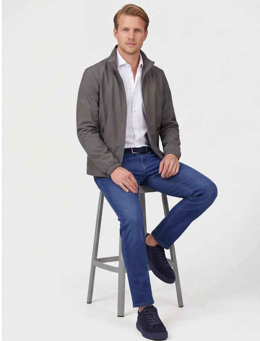 Paul & Shark softshell jas donkergrijs effen wijde fit