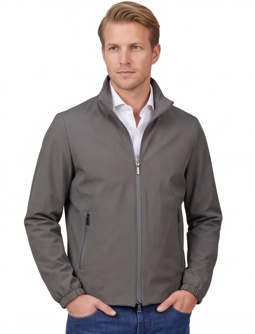 Paul & Shark softshell jas donkergrijs effen wijde fit