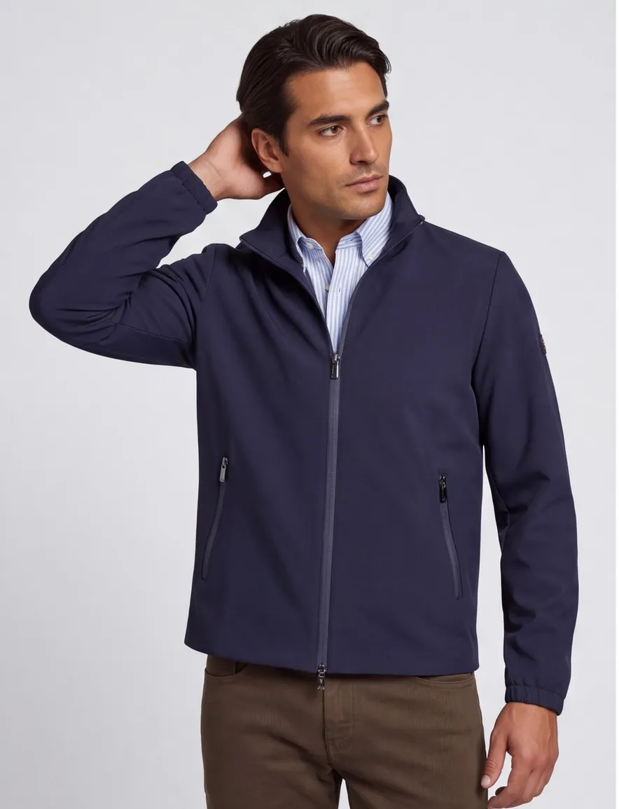 Paul & Shark tussenjas donkerblauw polyamide effen wijde fit