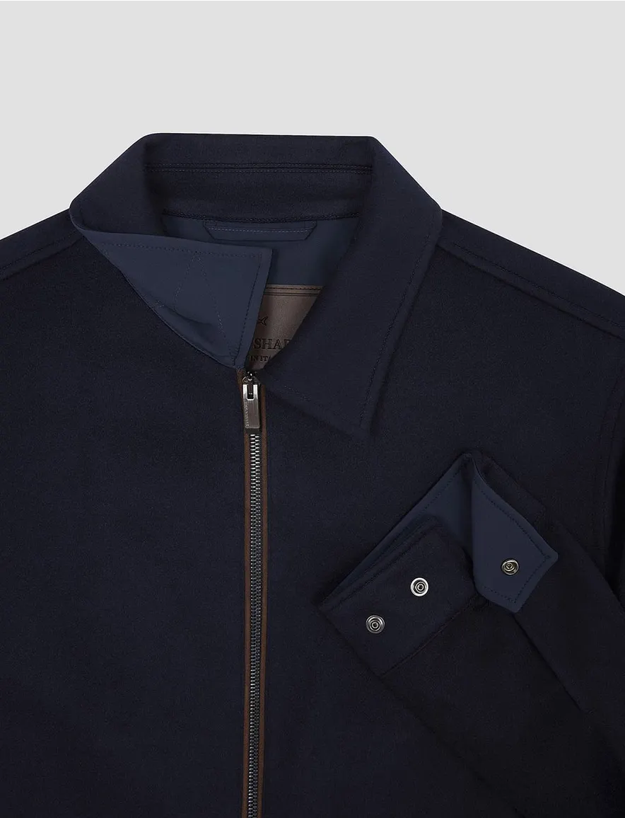 Paul & Shark tussenjas effen donkerblauw waterafstotend