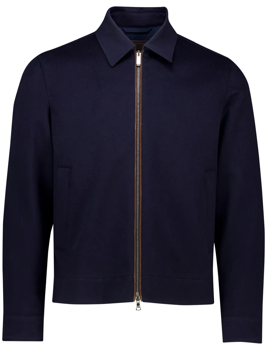 Paul & Shark tussenjas effen donkerblauw waterafstotend