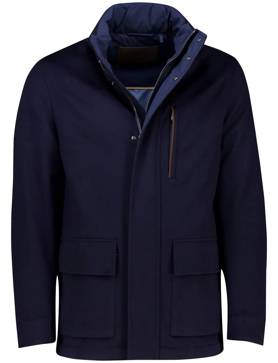 Paul & Shark winterjas donkerblauw uitneembare capuchon