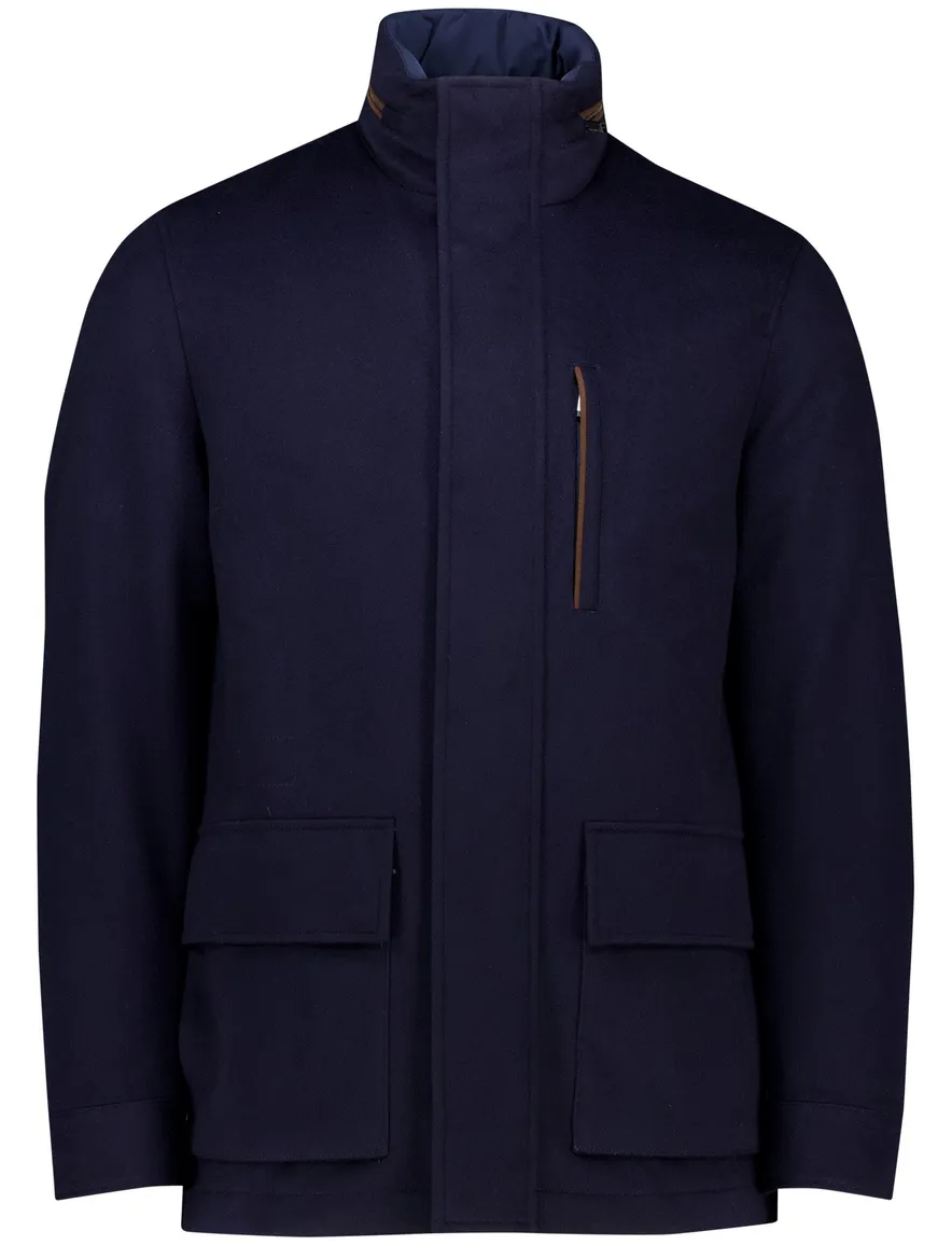 Paul & Shark winterjas donkerblauw uitneembare capuchon