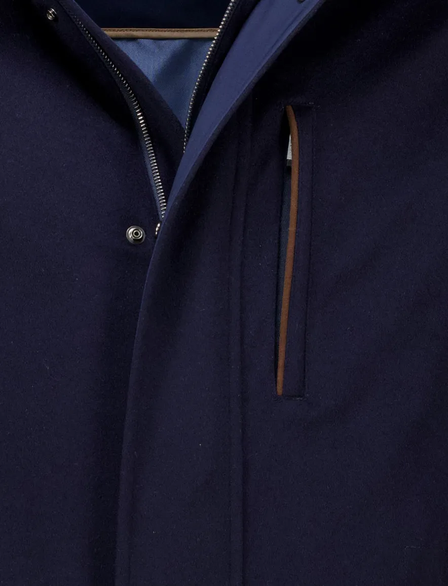 Paul & Shark winterjas donkerblauw uitneembare capuchon