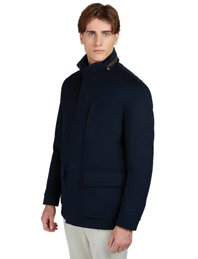 Paul & Shark Paul & Shark winterjas donkerblauw uitneembare capuchon