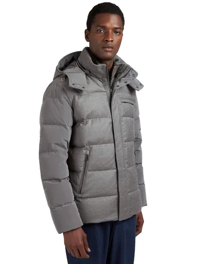 Paul & Shark Paul & Shark winterjas effen grijs wijde fit scheerwol