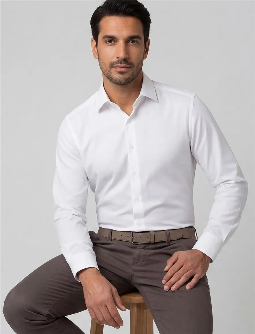 Eterna overhemd wit modern fit effen